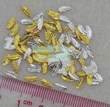 Wholesale 100PCS/Lot 3D Stripes Feather Shap Gold Silver Alloy Nail Art Metal Decorations Sequins Tips Free Shipping 2024 - buy cheap