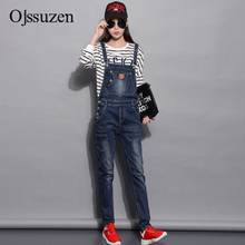 Macacão em jeans feminino, macacão longo com elasticidade para o verão da moda, primavera, para mulheres 2024 - compre barato