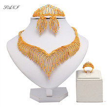 Fani 2019 nigerian Wedding woman accessories jewelry set Wholesale African Beads Brand Jewelry Set Dubai gold Bridal Jewelry Set 2024 - buy cheap