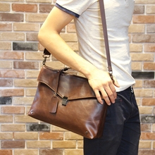 Hot!! New Fashion Brand Men PU Leather Briefcase Designer Leisure Messenger Bag Shoulder Bag Retro Business handbag Brown Black 2024 - buy cheap