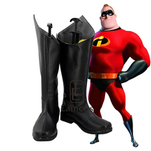 Movie The Incredibles Superhero Mr. Incredible Cosplay Halloween Party Shoes Black Custom Made Boots 2024 - buy cheap