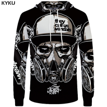KYKU Skull Hoodie Men Black Military Hoodies Anime Clothes Punk Rock Metal 3d Print Sweatshirt Casual Mens Clothing Streetwear 2024 - buy cheap