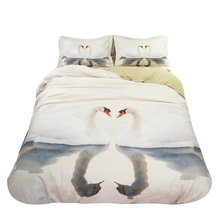 Romantic Couple Swan Sweet Bedding Set Twin Queen King Size Bed Linens Duvet Cover Pillowcase Home Decor Bedroom Textile Sets 2024 - buy cheap