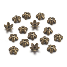 Tampas de contas de liga de zinco estilo tibetano, 100 peças, flor, cor antiga 5x3mm para artesanato, faça você mesmo joias 2024 - compre barato