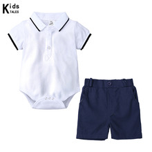 Одежда для маленьких мальчиков, топ, однотонный комбинезон с галстуком, летняя модная одежда для маленьких мальчиков RK015 2024 - купить недорого