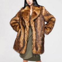 S-6XL-abrigo largo de piel sintética de zorro para mujer, chaqueta gruesa de gran tamaño, con cuello vuelto, para invierno, L1312 2024 - compra barato