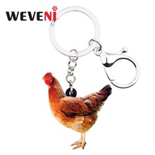 Chaveiros de fazenda weveni, chaveiro original de acrílico com corrente de galinha, joias para animais, mulheres e meninas, pingente para dropshipping 2024 - compre barato