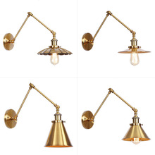 Swing arm Gold wall sconces adjustable modern wall lamps with metal shade foldable bedroom wall lighting in hallway living room 2024 - buy cheap