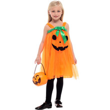 Orange Girls Pumpkin skirt Halloween Witch Costumes Kids Children Sorceress Cosplay Carnival Purim parade Masquerade party dress 2024 - buy cheap