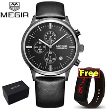 Часы MEGIR мужские, из нержавеющей стали, с сетчатым ремешком, кварцевые, спортивные, с хронографом 2024 - купить недорого