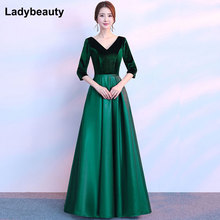 Ladybeauty New Arrival Long Sleeves Evening Dress 2019 Prom Party Dresses V Neck Long Formal Evening Gowns 2024 - buy cheap