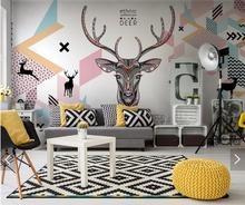 Papel de parede de cervo para paredes 3d, revestimento abstrato geométrico para paredes de sala de estar, sala de tv, plano de fundo 2024 - compre barato