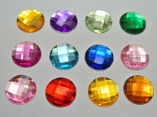 Gemas redondas facetadas de diamantes de imitación reverso plano Color mezclado acrílico 100 14mm sin agujero 2024 - compra barato