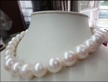 HUGE 18"12-15MM NATURAL AUSTRALIAN SOUTH SEA GENUINE WHITE NUCLEAR PEARL NECKLACE Free Shipping 2024 - buy cheap