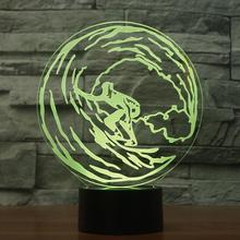 Lámpara de lámpara nocturna con luz LED 3D con USB, acrílico, ilusión Multicolor, novedad, iluminación de Navidad, surfear, olas, decoración del hogar, regalo para niños 2024 - compra barato