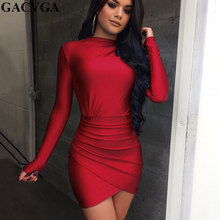 GACVGA 2020 Long Sleeve Autumn Bodycon Dress Women Fashion Sexy Black Winter Dress Elegant Celebrity Mini Party Dress Vestidos 2024 - buy cheap