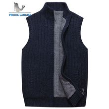 Men Wool Sweaters Vest Cardigan Male Warm Sweater Business Casual Sleeveless Knitted Vest Jacket Solid Fleece Sweatercoat Homme 2024 - buy cheap
