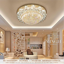 L Golden crystal lamp living room lamp round ceiling lamp modern bedroom lamp European atmosphere led 2024 - buy cheap