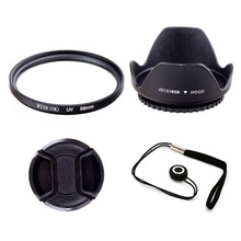 100% GUARANTEE Lens Cap+Hood+UV Filter For 58mm Canon EOS 650D Rebel T4i Kiss X6i Camera 18-55 2024 - buy cheap