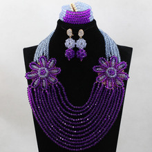 Lilac/Purple Wedding Beads Set African Party Nigerian Indian Bridal Statement Necklace Jewelry Set Dubai HX546 2024 - buy cheap