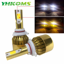 YHKOMS Car LED headlight 9005 HB3 9006 HB4 LED H4 H7 H8 H11 H1 H3 H27 Auto Fog Light 76W 9600LM 6000K 3000K Dual Color Lamp 12V 2024 - buy cheap