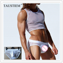 Taustiem brand men's underwear men elastic mesh briefs male fashion breathable brief shorts man underwear panties 2024 - buy cheap