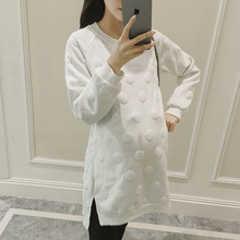 Vestido de maternidad blanco para mujeres embarazadas, ropa de maternidad de punto de onda 3D, más vestidos de maternidad, Otoño e Invierno 2024 - compra barato