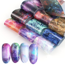 10pcs Gradient Rainbow Starry Sky Nail Foil Shimmer Japanese Syle for Nail Art Sticker Set Transfer Foils DIY Salon Wraps Decals 2024 - купить недорого