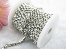 1 yard 5mm Clear Crystal Close Rhinestone Silver Chain Trim Cake Decoration LZ08 2024 - buy cheap