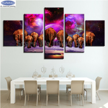 5 uds cuadrado completo 5D DIY pintura de diamante elefante combinación de múltiples imágenes paisaje de nebulosa abstracta 3D bordado mosaico Decoración 2024 - compra barato