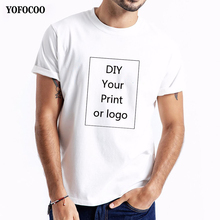 YOFOCOO футболка с принтом на заказ для мужчин, сделай сам, как фото или логотип, 5 цветов, футболки, мужская футболка, размер штекера, модная футболка 2024 - купить недорого