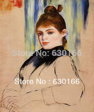 Handmade Famous Portrait Oil Painting - Young Woman with a Bun in Her Hair by Pierre Auguste Renoir Paintings on Canvas 2024 - buy cheap