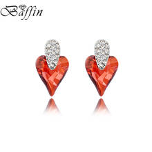 BAFFIN Original Crystals From Swarovski Mini Heart Stud Earrings Women Romantic Wedding Jewelry 2024 - купить недорого