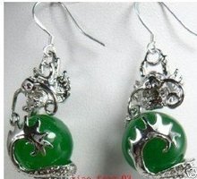 Nobility virgin Very chic trend Women's Pretty Tibet  green stone dragon earring Earrings 925  2024 - buy cheap