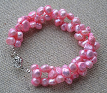 Perfect Pearl Jewellery, Linda Rosa pulsera de perlas de agua dulce de 6-7mm de 7,5 pulgadas, cierre de flor de plata, joyería de boda 2024 - compra barato