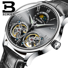 Genuine Switzerland BINGER Brand Men Self-wind waterproof full steel automatic mechanical leather male Two Tourbillon watch 2024 - buy cheap