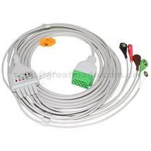 Cable ECG de una pieza con plomo, 5-lead,AHA,Snap 11 Pines, compatible con GE Medical 2024 - compra barato