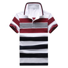 2019 Summer New men's White Striped Short Sleeve Polos Shirts Casual Mens Lapel Polos Shirts Cotton Fashion Slim Mens Tops 2024 - compre barato