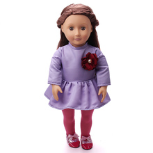 Ropa de muñeca de moda, medias de pierna rosa de otoño Traje púrpura, aptas para muñeca de niña de 18 pulgadas y muñecas de bebé de 43 cm, c1 2024 - compra barato