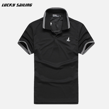 LUCKY SAILING фирменные мужские рубашки-поло, футболки из хлопка для гольфа, быстросохнущие облегающие мужские топы, рубашка с коротким рукавом, Спортивная майка для гольфа и тенниса 2024 - купить недорого