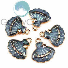 5X colores esmalte de Metal océano Shell verano Color oro KC encantos de las niñas y las mujeres collar DIY accesorio colgante de joyería 22212 2024 - compra barato