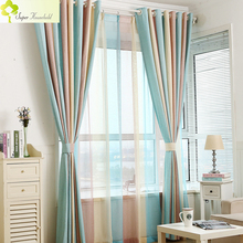 1PC Blue Striped Blinds Curtains for Bedroom Modern Children's Curtains for Living Room Drapes Window Fringe Curtain Custom Made 2024 - buy cheap