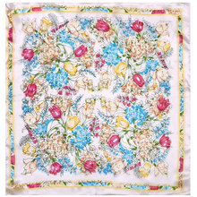 Natural Silk Scarf Women Bandana Female Tulip Hair Scarf for Women Silk Headband Print Flora Women's Square Silk Face Mask Scarf 2024 - buy cheap