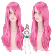 Peluca de Anime Rosa largo para mujer, disfraz de Cosplay, pelo sintético, fiesta de disfraces de Halloween, pelucas de juego 2024 - compra barato