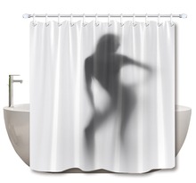LB Waterproof Custom Abstract Shadow Sexy Girl White Shower Curtains Liner Bathroom Curtain Fabric For Women Men Bathtub Decor 2024 - buy cheap