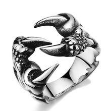 2017 New Rock Punk Male Biker Rings Stainless Steel Dragon Claw Rings For Men Vintage Gothic Jewelry Drop Shipping 2024 - купить недорого