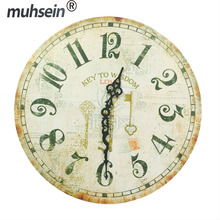 Best Deal New European Style Vintage Creative Round Wood Wall Clock Quartz Bracket Clock unique gift 2024 - buy cheap