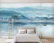 Beibehang papel de parede personalizado, mural de ambiente luxuoso, tinta artística, paisagem, floresta, nova tv, sofá, fundo de parede 3d 2024 - compre barato