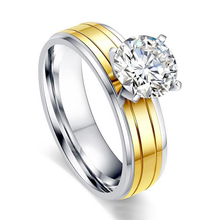 Wholesale Wedding Engagement Charm Fashion Round Rings for Women Gold Color White CZ Lady Zircon Ring 2024 - buy cheap