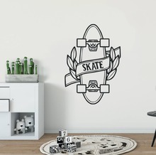 Skateboard Vinyl Wall Sticker Teen Quote Skating Sports Vinyl Wall Decals Home Decor Skate Design Removable Wall Mural AY1381 2024 - buy cheap